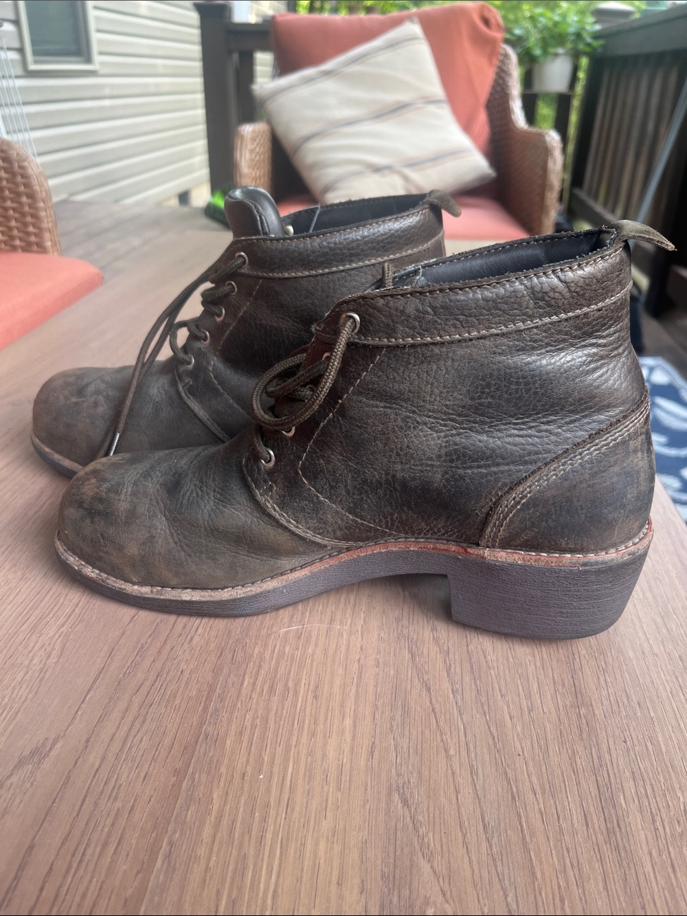 Womens Red Wing WORX Steel Toe Brown Lace-Up Leather Boots Size 8